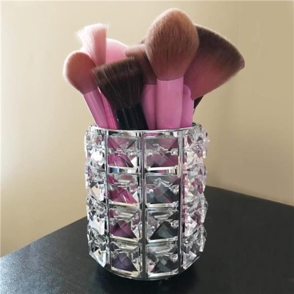 Makeup Brush Holder Organizer Golden Crystal Bling Personalized Gold Comb Brush - Picture 2 of 6